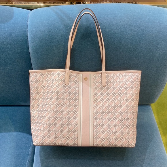 NWT! Tory Burch Geo Logo Allover Large Tote Bag Shoulder Bag $398 Pink